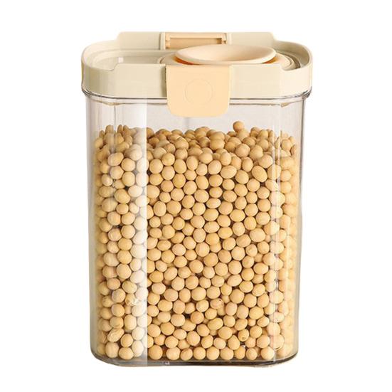 Airtight Food Container Clear Sealed Storage Box with Lid Stackable Grain Canister for Nuts Beans Spices Kitchen Cabinet Pantry Organization