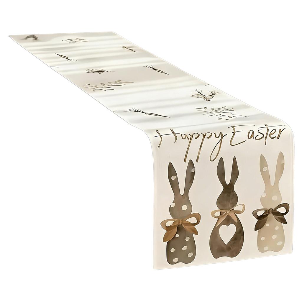 Easter Bunny Egg Table Runner Reusable Household Decoration Plate Mat Rectangular Linen Table Cloth for Home Restaurant Party