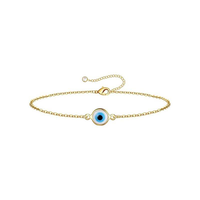 Fashion Round Evil Blue Eye Charm Bracelet for Women Stainless Steel Simple Chain Bracelets Amulet Friendship Jewelry Gifts
