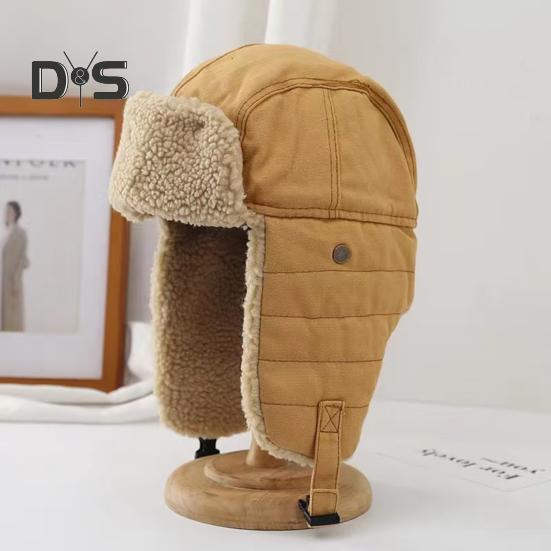 Unisex Winter Hat Thickened Fleece Lined Ear Protection Windoroof Buckle Fasten Heat Retention Outdoor Skiing Skating Snowboarding Lei Feng Hat
