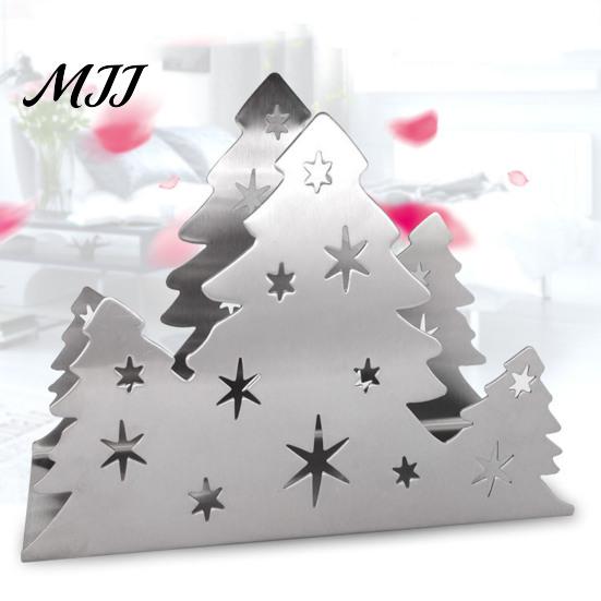 Metal Paper Towel Dispenser Christmas Tree Napkin Holder, Stainless Steel Vertical Stand, Holiday Dining Table Centerpiece Decorative for Party Modern