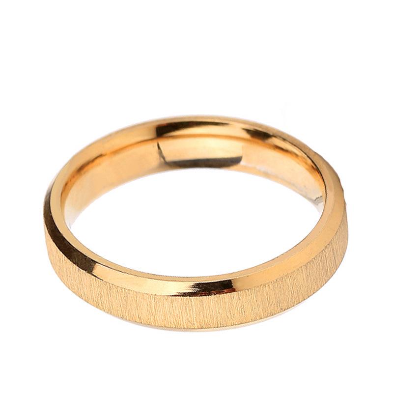 18K Gold 3MM Retro Frosted Stainless Steel Fashion Ring for Women