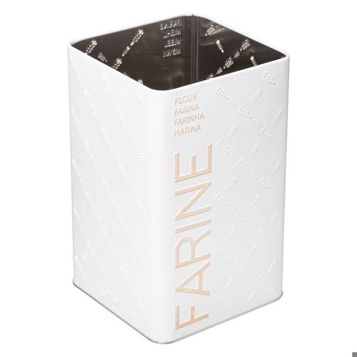 5five - boîte à farine 1kg métal "scandinave nature" blanc