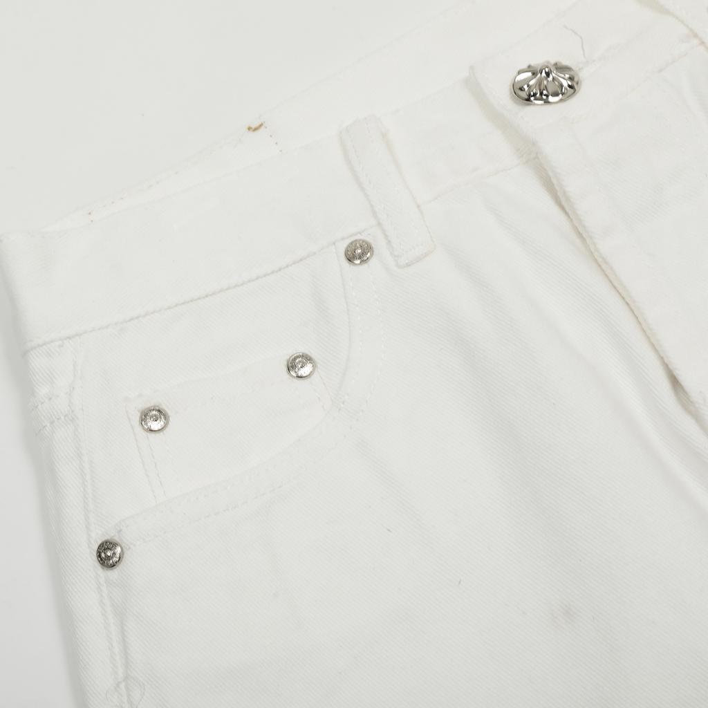 7707 CHROME HEARTS Pánské a dámské trendy džíny v americkém stylu s látkovými nášivkami, ležérní a módní high street kalhoty