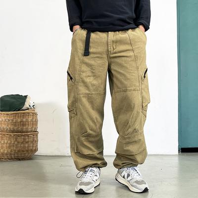 Japonské Streetwear Vysoce Kvalitní Dlouhovláknitá Bavlna Keprové Cargo Kalhoty Pánské Harajuku Větší Velikost Ležérní Pracovní Kalhoty Volné Kalhoty