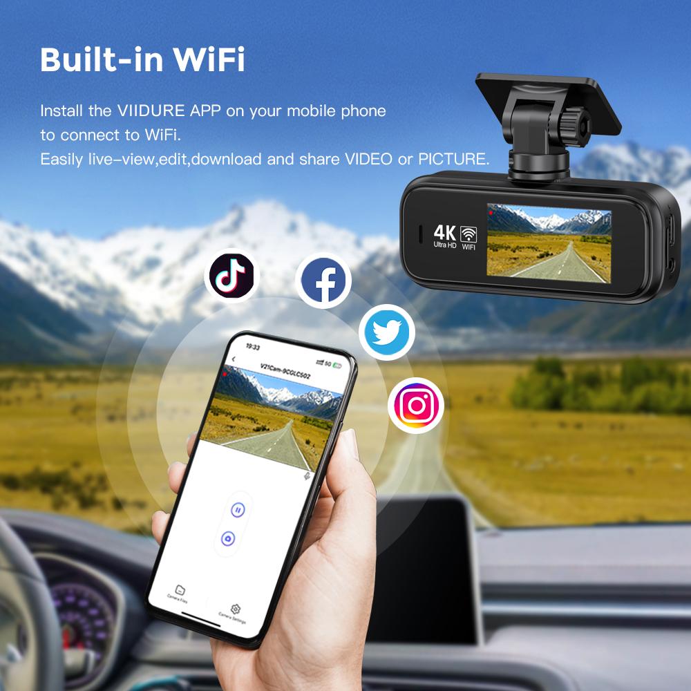 Mini Manufacturer  Dual Lens Wifi Gps Dash Camera Front and Inside Car Black Box 4k Dashboard Camera 4k DashCam