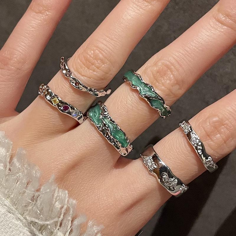 Niche Design Cold Wind Stacking Wearing Couple Open Ring Dripping Oil Personality Advanced Sense Dopamine Woman