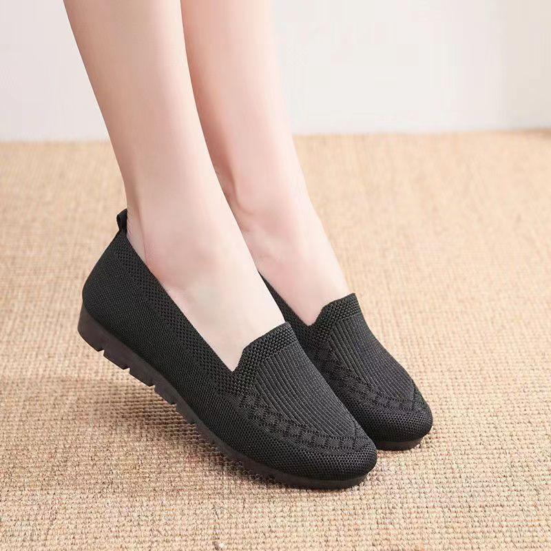 Women's breathable mesh shoes anti slip flat bottomed shoes for middle-aged and elderly mothers shallow mouth single shoes