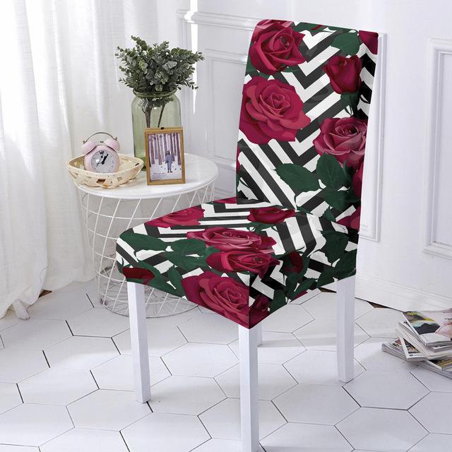 

Чехол для стульев для столовой с принтом розы, эластичный чехол для стула из спандекса с 3d принтом, чехол для украшения дома, вечеринки, свадьбы 1 pc
