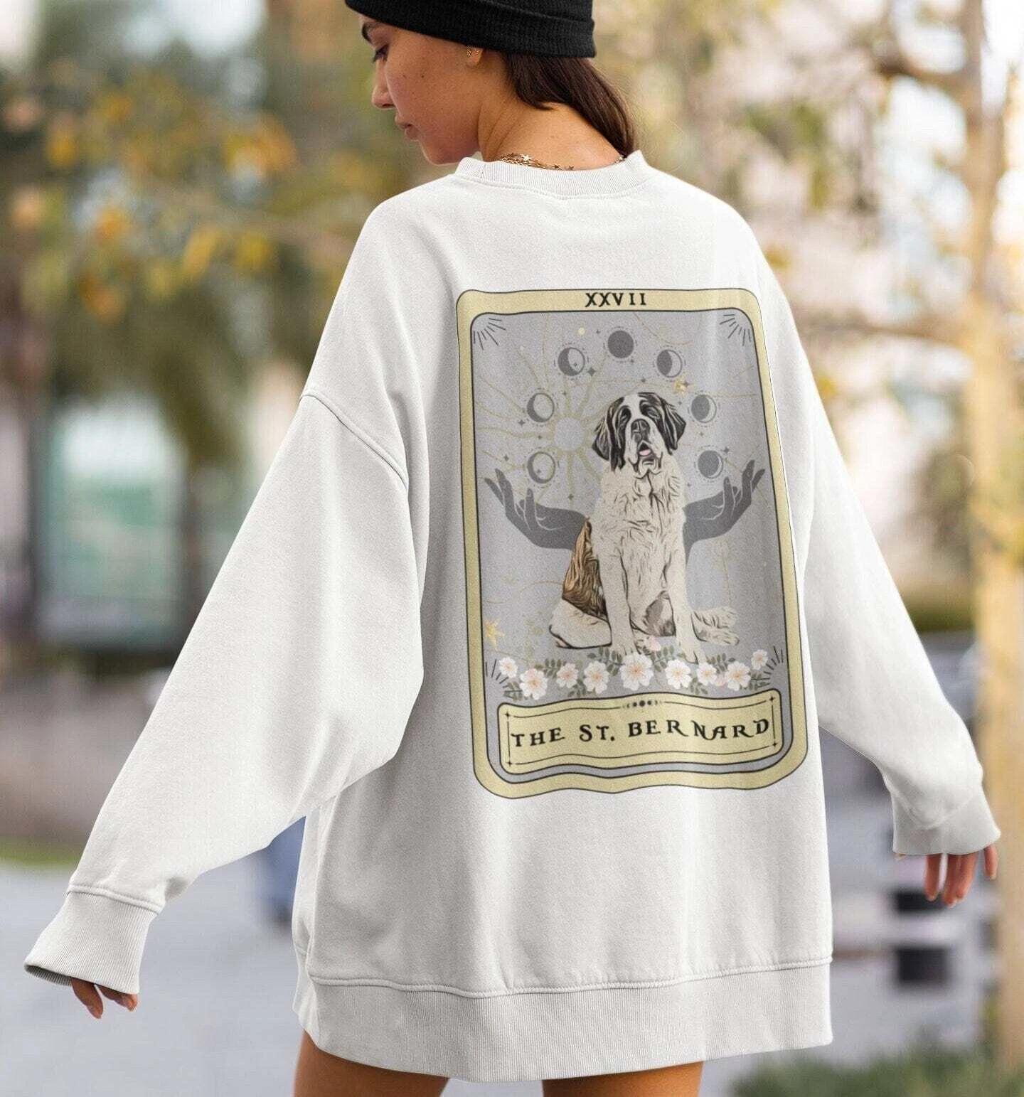 The St Bernard Tarot Card Sweatshirt BACK Print Dog Lover S