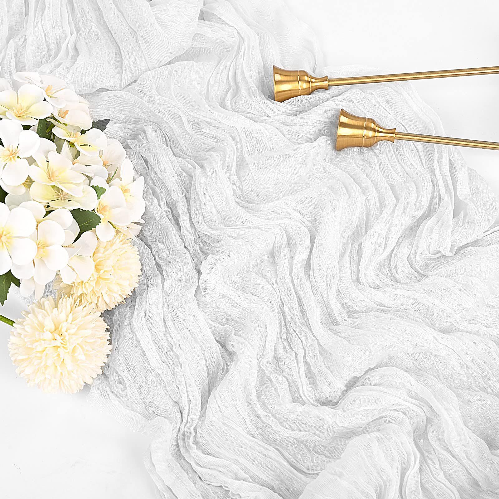 

Bohemian Tablecloth Table Runner Table Setting Dining Gauze Table Runner for Wedding Bridal Party Table Decor Christmas Banquets 90X180cm белый