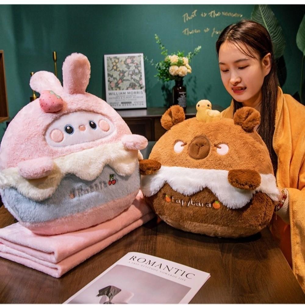 Cute 3 in 1 Quilt Pillow Fluffy Material Soft Texture Animal Pillow Cartoon Design Multifunctional Warm Blanket Winter Season