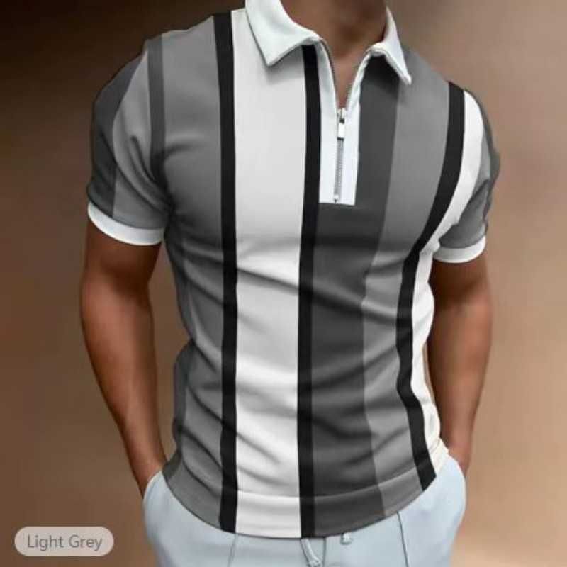 Men Polo Shirt Short Sleeve Stripe 3d Print Tops Fashion Polyester Breathable Comfortable Polos Shirts