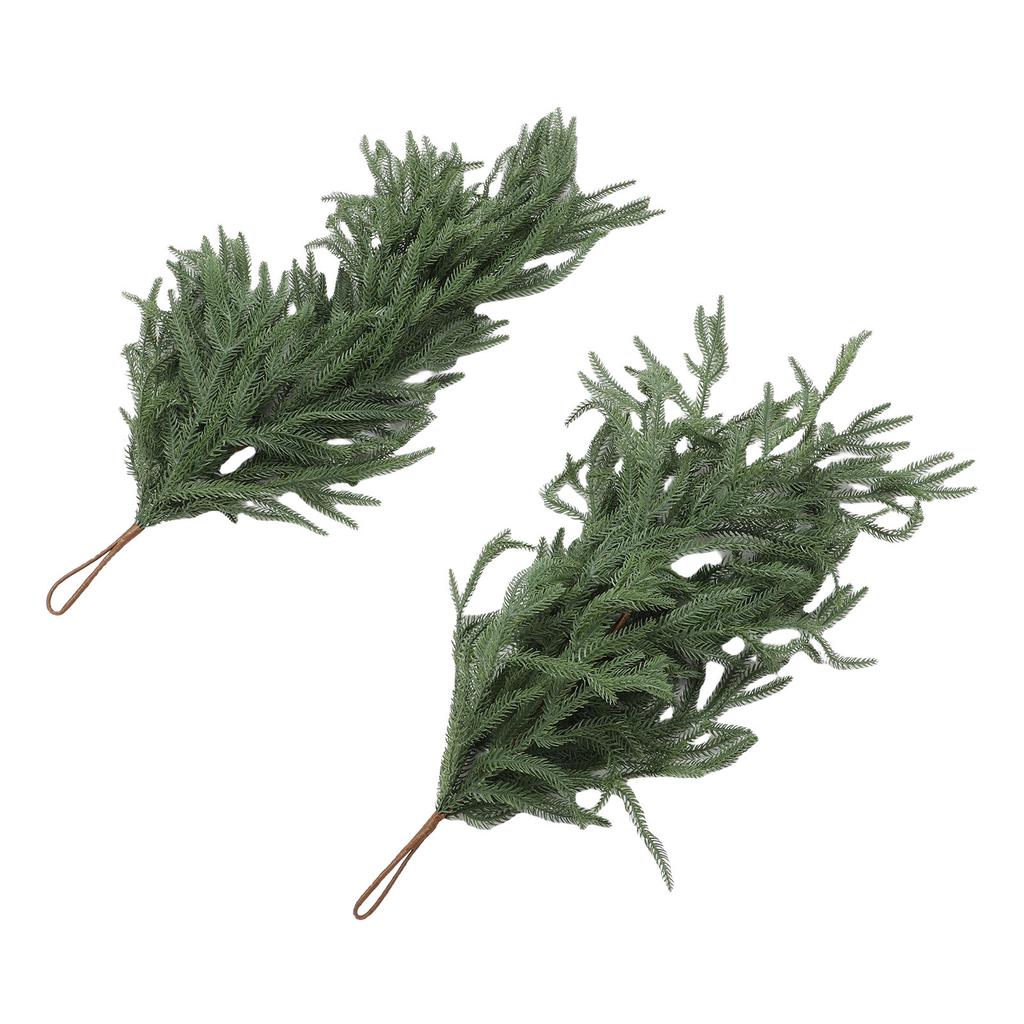 2 Pcs Norfolk Pine Teardrop Swag 26.77 Inch Length Plastic Artificial Pine Needle Teardrop Wreath for Home Decoration