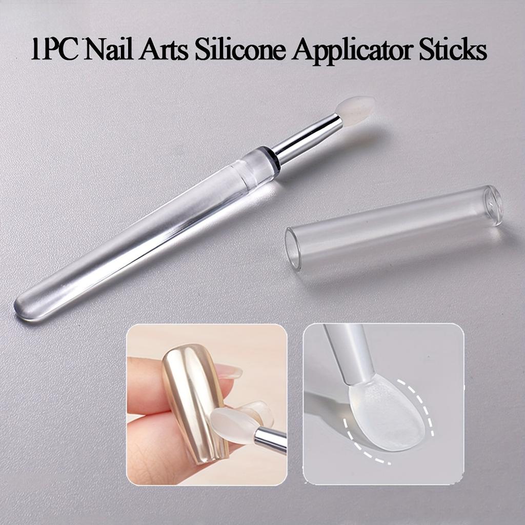 Manicure Transparent Silicone Wand Magic Mirror Powder Aurora Powder Applicator Wand Rubbing Powder Glitter Eyeshadow Portable Multifunctional Brush