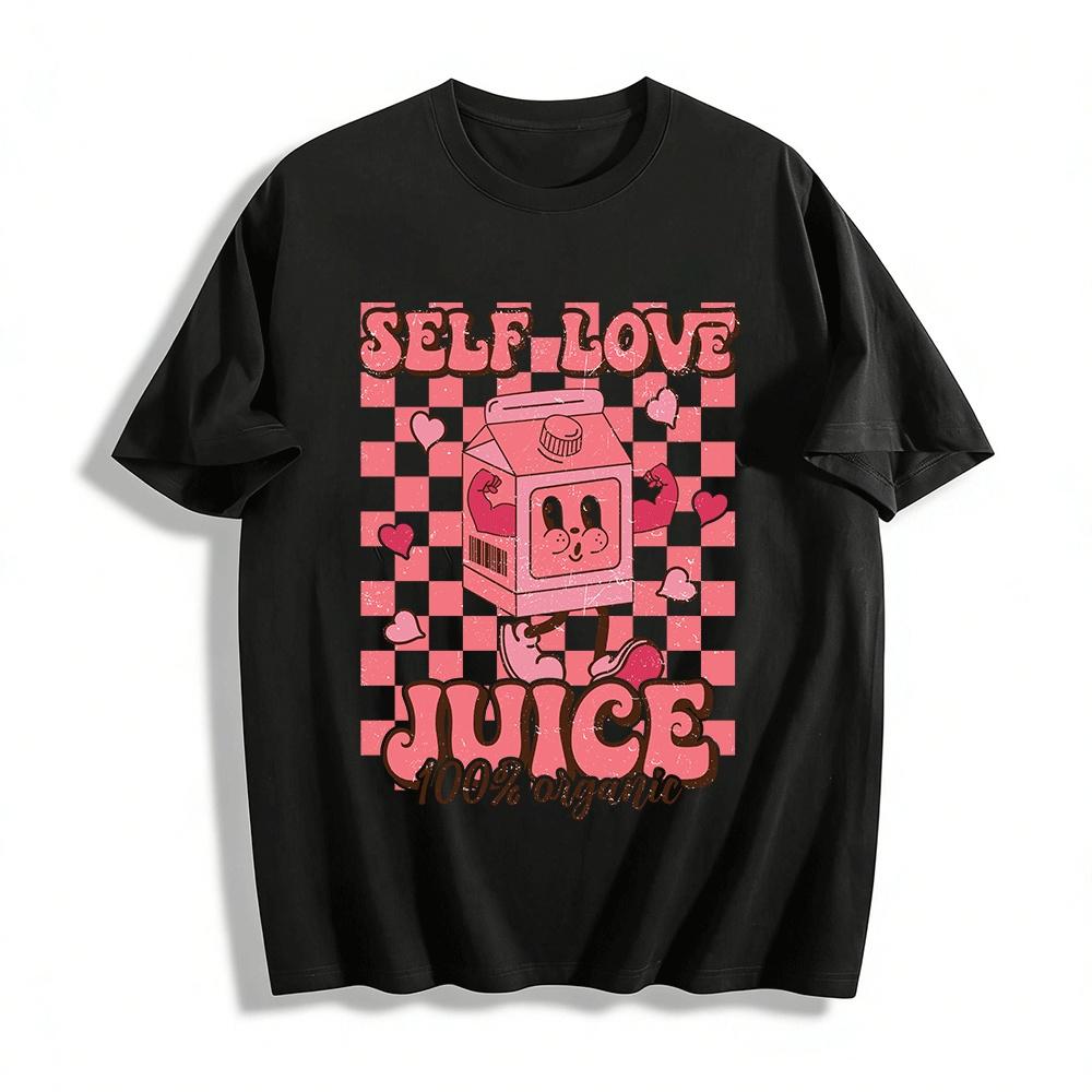 Vintage Self Love Juice 100% Organic Cartoon Graphic Tee Pure cotton T-shirt XXS