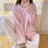 Autumn Warm Round Neck Long Sleeve Two Piece Outfit Set Women Plush Home Clothes Women Cute Printing Pajamas Girls