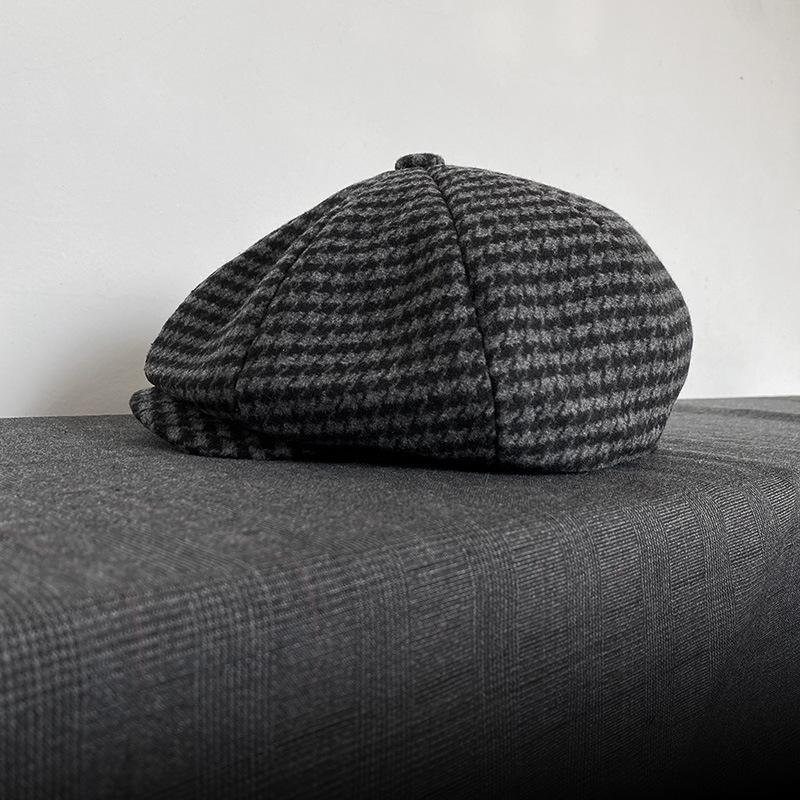 Classic Big Size 62Cm Woolen Octagonal Hats For Men Women Winter Vintage Newsboy Cap Flat Berets Adjustable Size Painter'S Hat