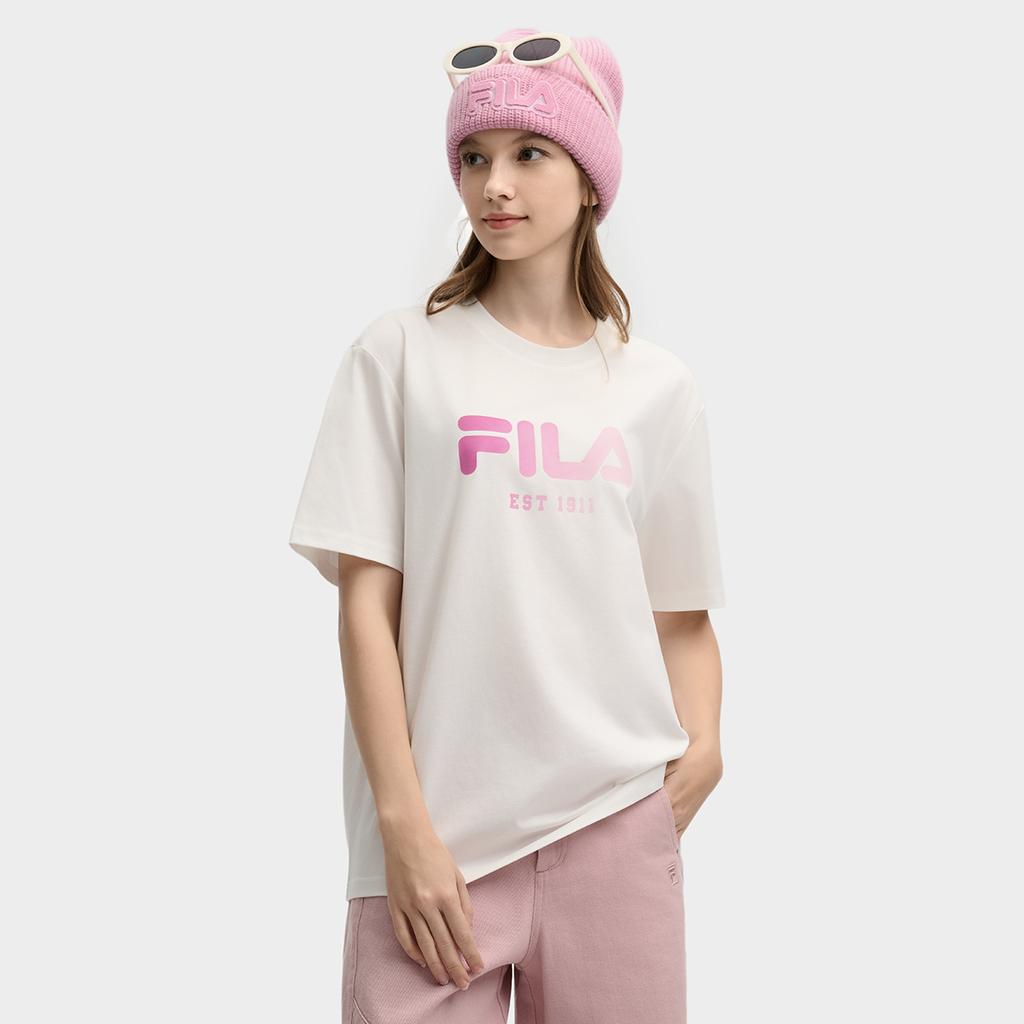 FILA ORIGINALE T Shirt Unisex White Peach Bubble F51M519106F-PU