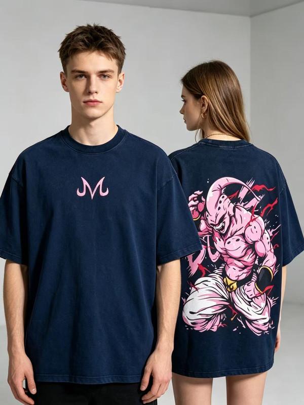 Unisex shirt Cotton Oversize Large Size Dragon Ball Z Majin Buu Printed Washed