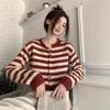 Striped Sweater Women's Autumn and Winter New Soft Waxy Circle Yarn Niche Design Short Cardigan