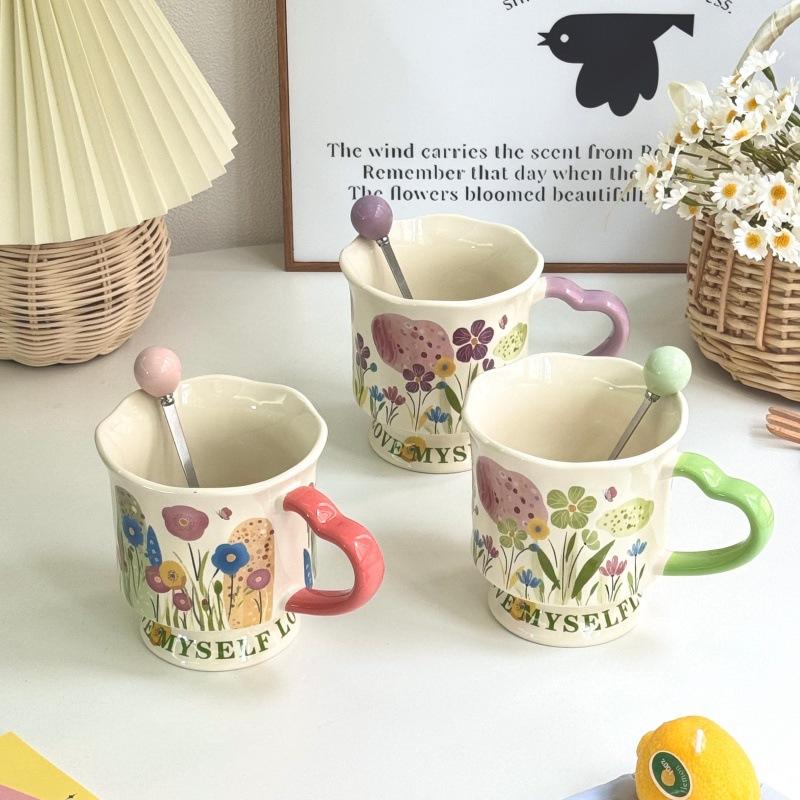 Ins originální špičkový keramický hrnek ručně malovaný vysoký hrnek kancelářský hrnek na kávu vodu dárek k narozeninám pro ženu