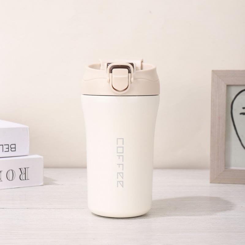 Simple And High-Value Coffee Cup Straw Double Drink Thermos Cup Portable Accompanying Cup Creative Car Male And Female Students Water Cup