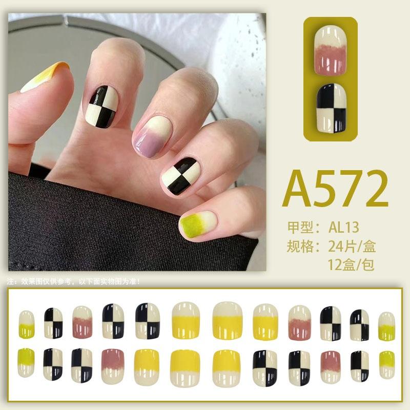 Winter fresh and simple pure lust style bride dance wear nails rainbow love rose fake nails