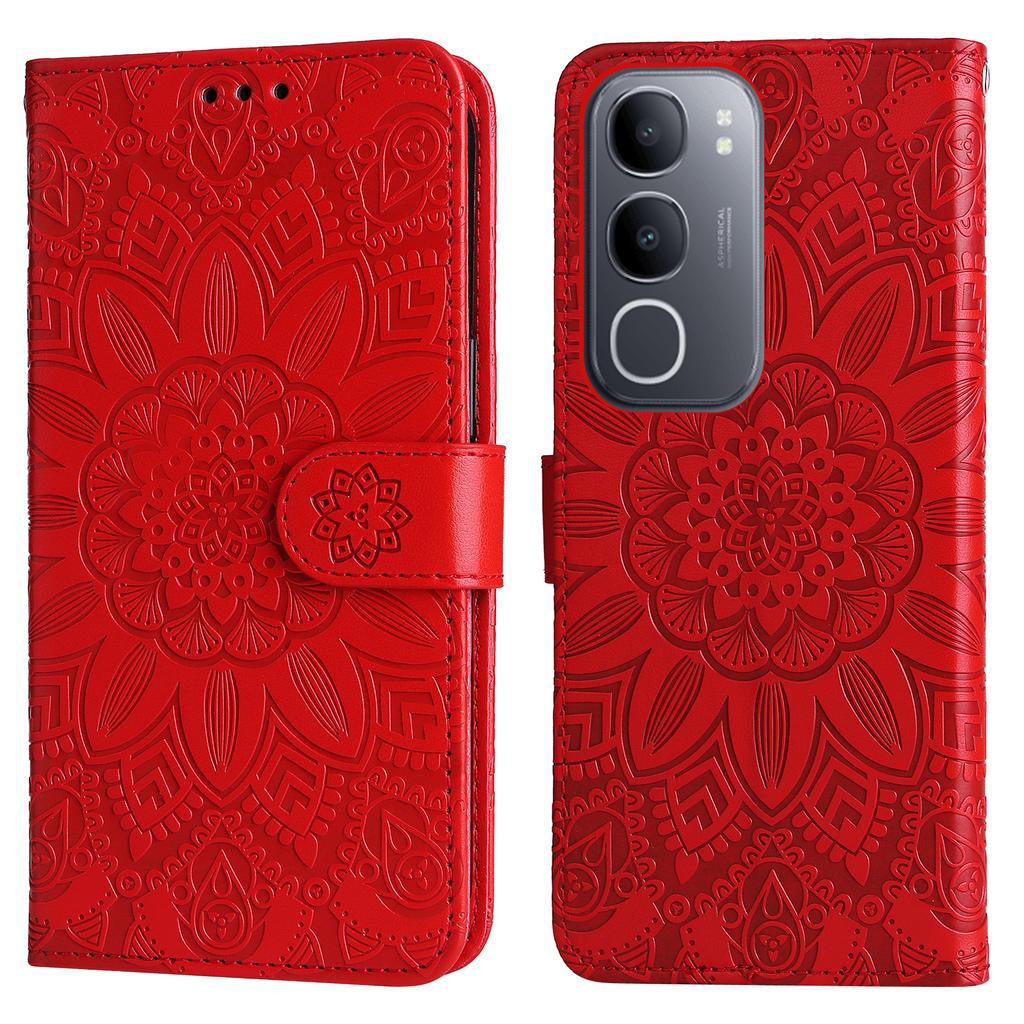 For vivo Y50 Case Sunflower Imprint Leather Wallet Phone Cover