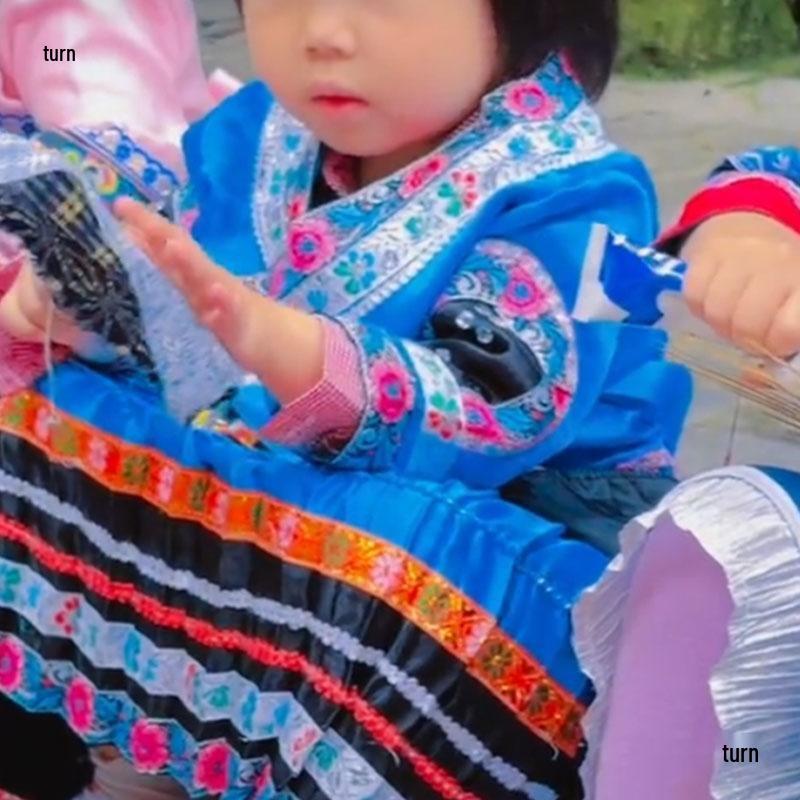 Zhuang Brocade Bamboo Fan Material Kit - Intangible Cultural Heritage Round Fan for Kindergarten