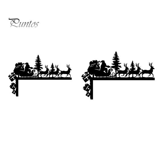 Metal Door Decoration Christmas Corner Sign Santa Reindeer Frame Holiday Entrance Sitter Home Wall Decor Festive Seasonal Front