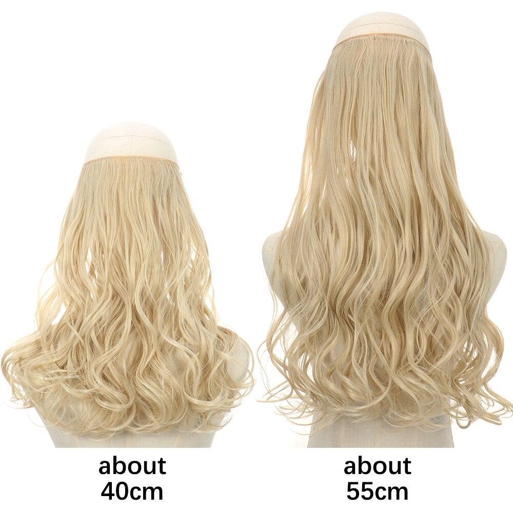 MISS WIG Damen Tägliches Tragen Natürlich Gewellt Unsichtbare Haarverlängerung Ohne Clips Synthetische Faser Langes Gewelltes Gerades Haarteil