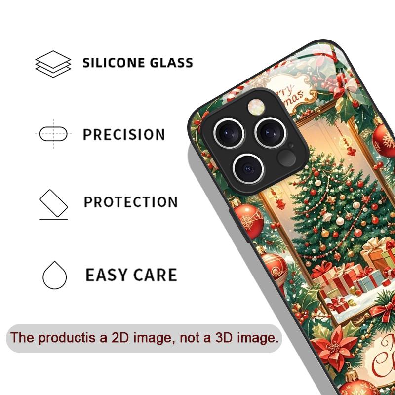 Tempered Glass Phone Case for IPhone 16 Pro Max 15 14 13 12 Mini 11 Pro XS XR 7 8 Plus Cover Merry Christmas Tree New Year Gifts