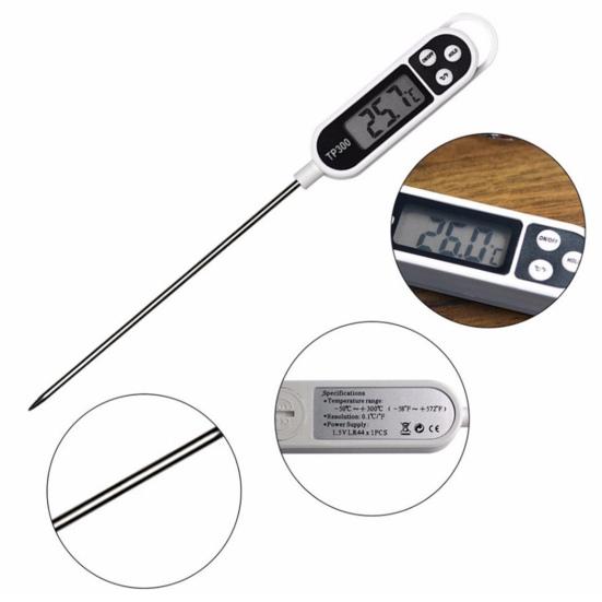 Oil Thermometer Large Screen Digital Display Food Grade Waterproof Probe Pen Type Anti-rust Temperature Measurement Stainless Steel Meat Pastry Fried