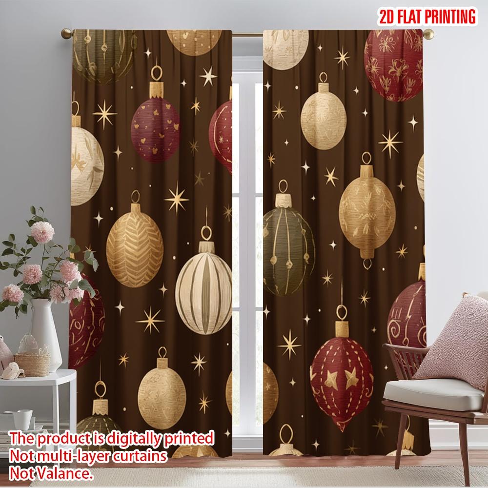 

2pcs,2D plane printing Curtain Fabric Christmas decorations Polyester Fabric (without rod) Holiday Ldeal for Living Room & 52.50×116.00 CM 2pcs
