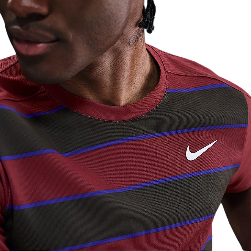 Nike Striped Crew Neck Slim Fit Short Sleeve T-Shirt Men Tops Red FZ6934-619