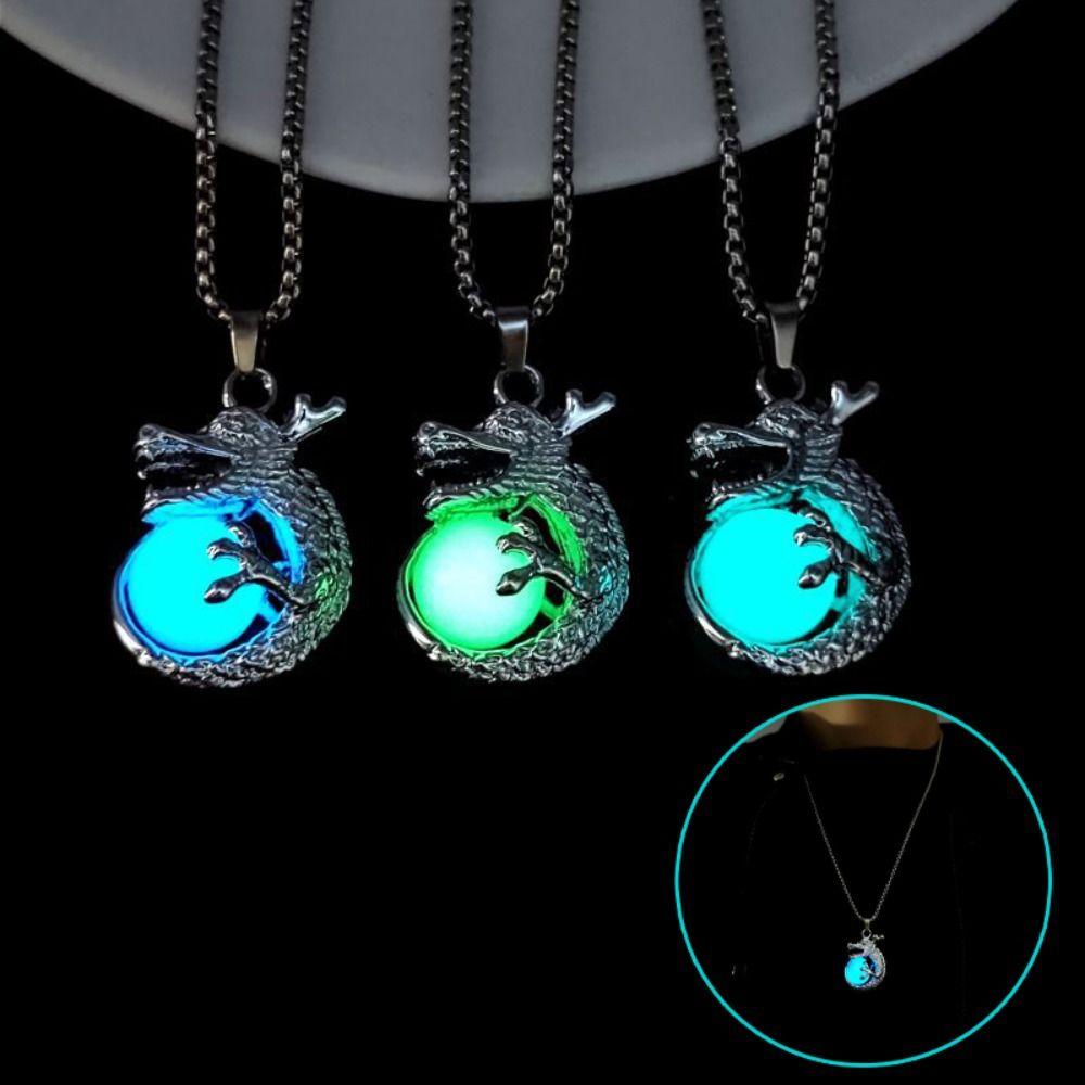 Stainless Steel Luminous Pendant Necklace Punk Style Hip Hop Neck Chains  Halloween
