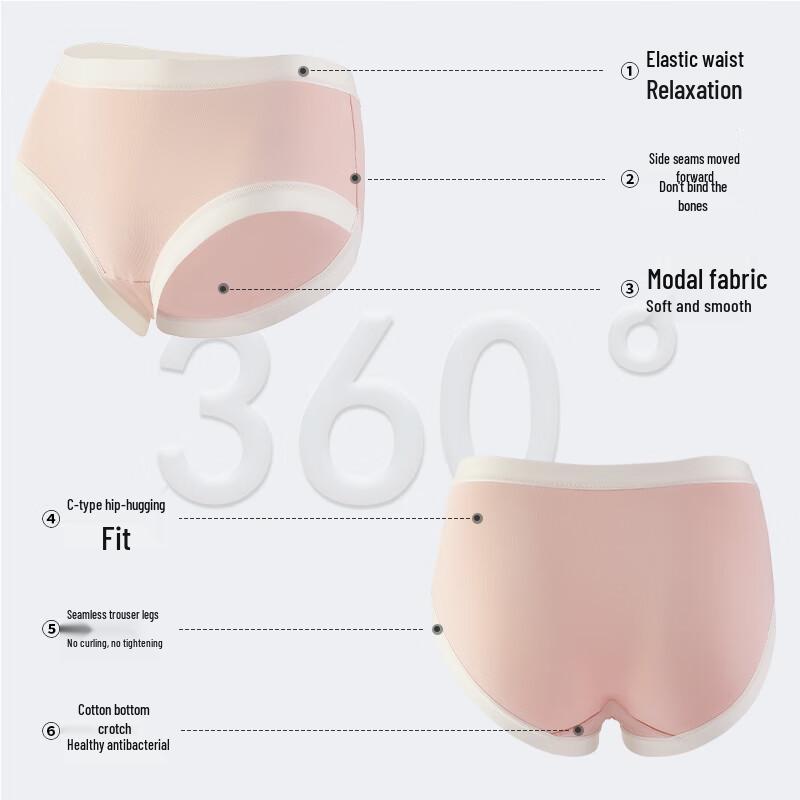 Women's Modal Seamless 7A Antibacterial Mid-Waist Briefs