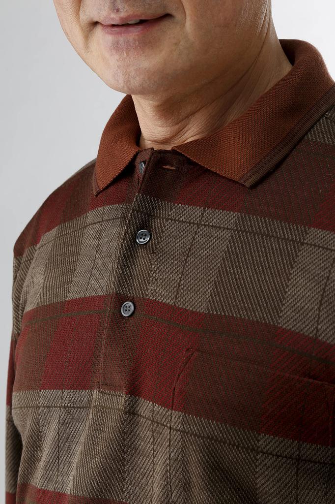 Wollmischungspolo M inländisch lang mit für M Bordeaux [Little Island] in Japan gefertigtes Hemd, Größe, Herren, hergestellt, Jacquard, Wolle, Ärmel, Kragen,