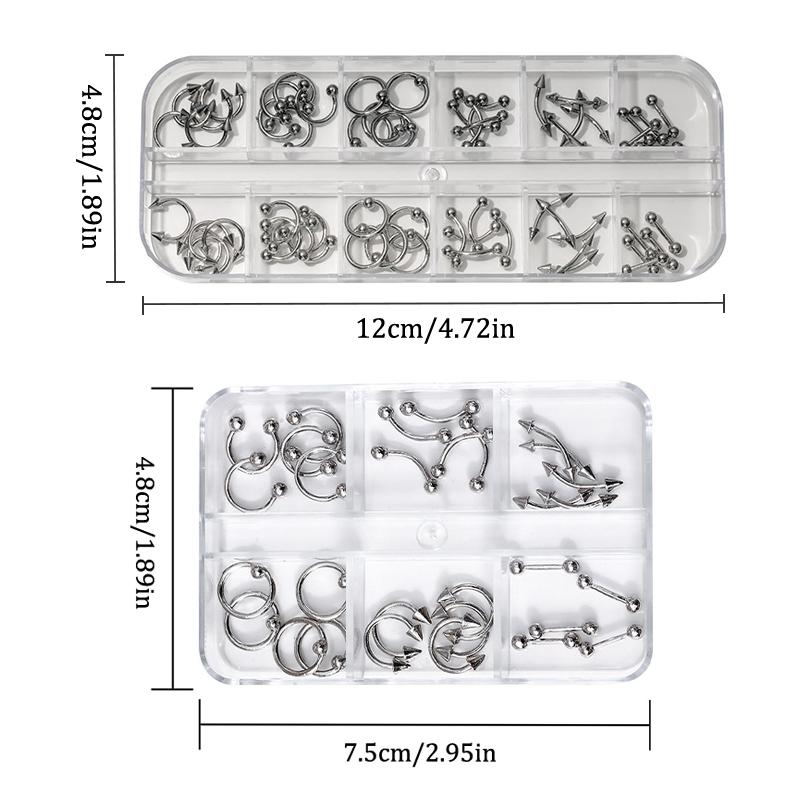 20/30/60Pcs Punk Metal 3D Nail Charms Fingertip Ring Studs Black/Silver Alloy Nail Art Decoration Manicure Supplies Accessories