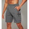 Men Quick Dry Cargo Shorts Elastic Waist Zip Pocket Outdoor Sports Running Casual Shorts