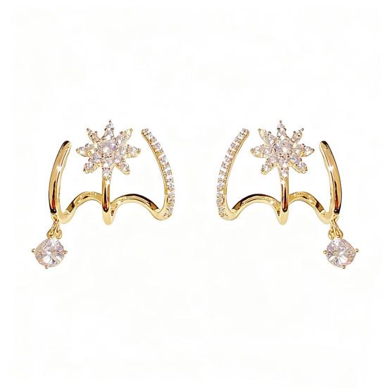 Eight-pointed Star Earrings with Strong Micro-setting Technology Durable Zircon Studs