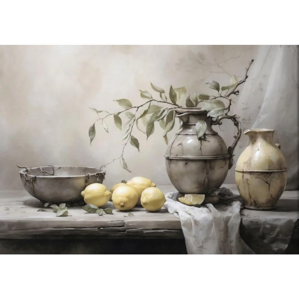 Old Retro Tones Still Life Poster Prints ForHome Decor Victorian Vintage Art Picture Flowers Fruits Canvas Painting Wall Art