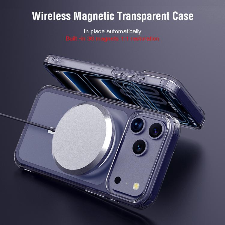 Us Warehouse Magnetic Case for Iphone 17 Pro Transparent TPU+PC Phone Protector Shell Support Wireless Charging Mag Back Cover