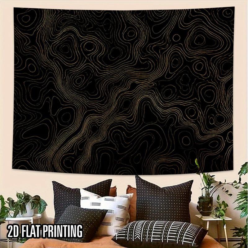2D Flat, 1pc 1pcs Horizontal Minimalist Abstract Tapestry Wall Hanging - Black Golden Line Art Suitable for Wedding Decor, Photography Background, Mod