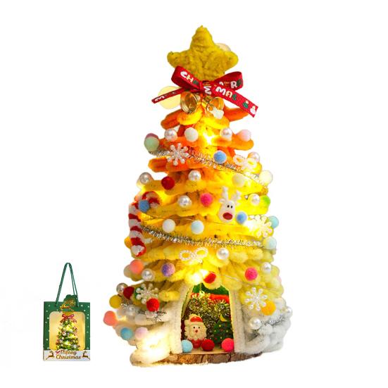 DIY Pipe Cleaners Christmas Tree Kit with String Light Twistable Plush Stick Xmas Tree