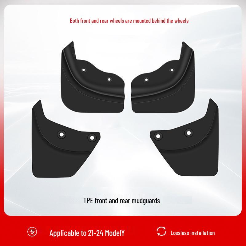Tesla Model Y/3 Refresh Mudguards: Punch-Free TPE Front & Rear Wheel Mudflaps
