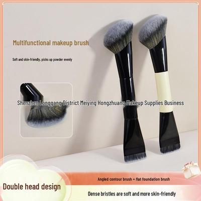 Dual-Ended Foundation and Contour Brush: Multi-Functional Professional Makeup Tool for Blush, Powder, and Contouring.