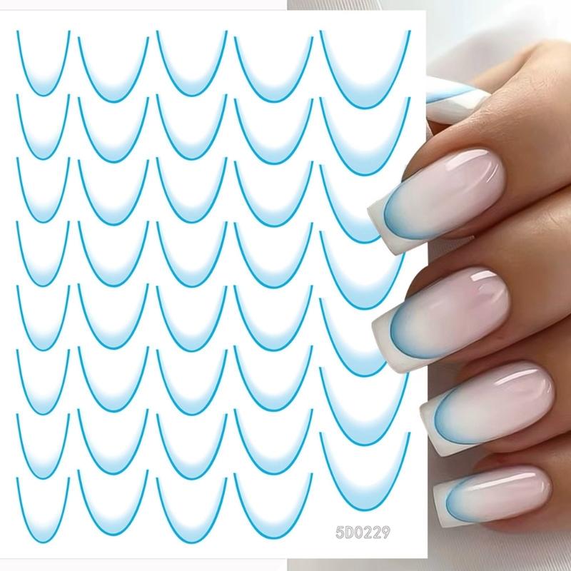 12 Sheets Self-Adhesive Nail Decals French Tip Nail Stickers Nails Art Decorations French Line Nails Art Stickers
