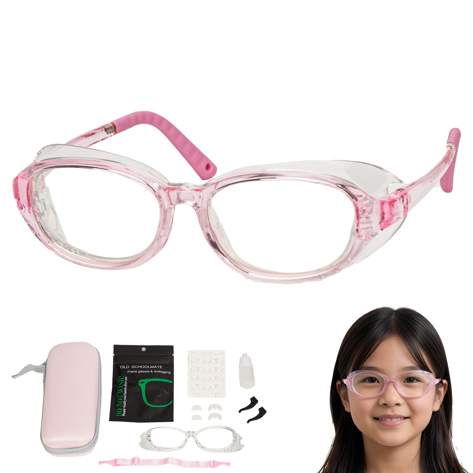 

Pollen Allergy Glasses for Children Blue Light UV Dry Eye Moisturizing TR90 Silicone Splash and Dust for Elementary School Gift Latest Adapted to 3